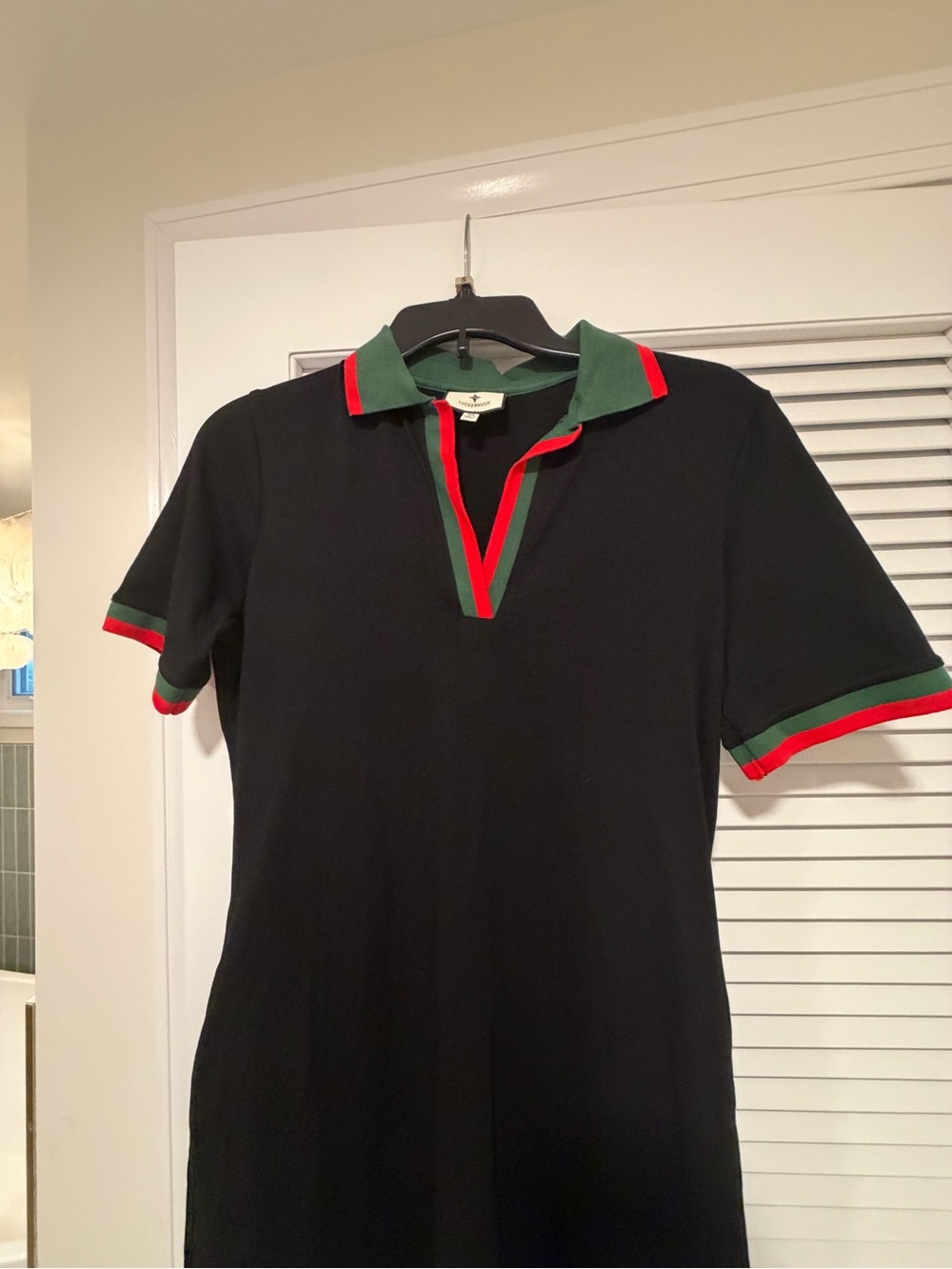 Tuckernuck Black Mini Dress with Green and Red Trim